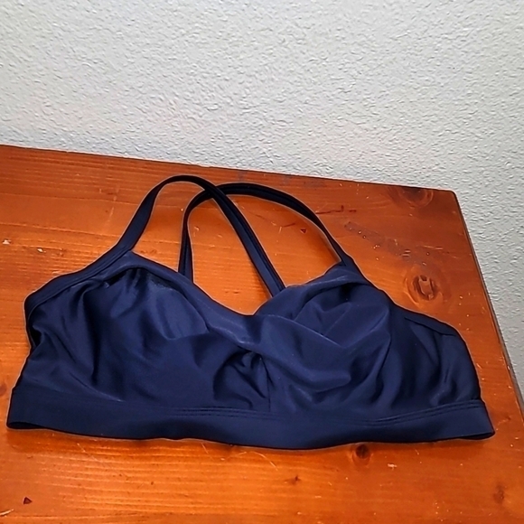 ATHLETA TWISTER GATHERED BIKINI TOP BLUE 38B/C - Picture 2 of 6